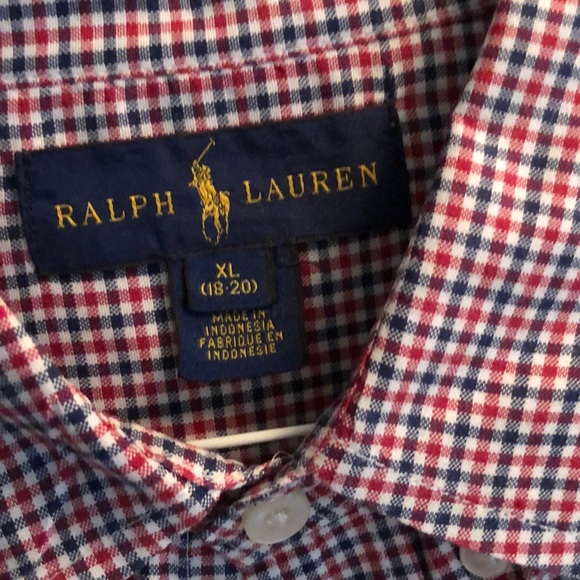 Ralph Lauren Boys XL 18-20 red/blue plaid - Picture 2 of 3